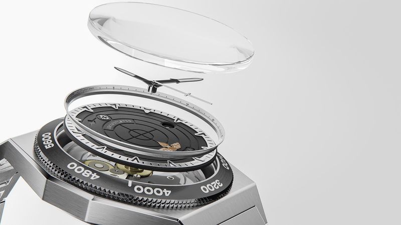 Exploded view of the watch